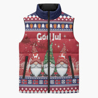 Norway Nisse Christmas Sleeveless Puffer Jacket God Jul Norwegian Christmas Pattern - Wonder Print Shop