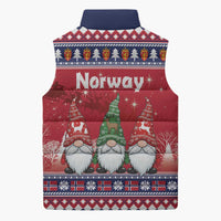 Norway Nisse Christmas Sleeveless Puffer Jacket God Jul Norwegian Christmas Pattern - Wonder Print Shop