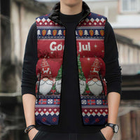 Norway Nisse Christmas Sleeveless Puffer Jacket God Jul Norwegian Christmas Pattern - Wonder Print Shop