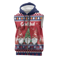 Norway Nisse Christmas Sleeveless Zip Hoodie God Jul Norwegian Christmas Pattern - Wonder Print Shop