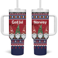 Norway Nisse Christmas Tumbler With Handle God Jul Norwegian Christmas Pattern - Wonder Print Shop
