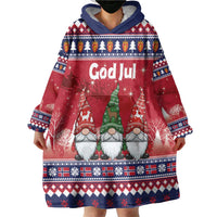 Norway Nisse Christmas Wearable Blanket Hoodie God Jul Norwegian Christmas Pattern - Wonder Print Shop