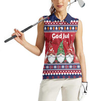 Norway Nisse Christmas Women Sleeveless Polo Shirt God Jul Norwegian Christmas Pattern - Wonder Print Shop