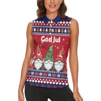 Norway Nisse Christmas Women Sleeveless Polo Shirt God Jul Norwegian Christmas Pattern - Wonder Print Shop