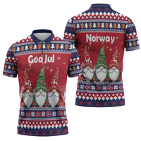 Norway Nisse Christmas Zipper Polo Shirt God Jul Norwegian Christmas Pattern - Wonder Print Shop