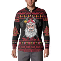 Norway Christmas Button Sweatshirt Valhalla La La Viking Santa - Wonder Print Shop