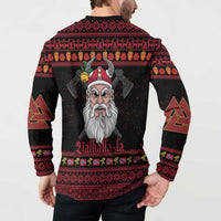 Norway Christmas Button Sweatshirt Valhalla La La Viking Santa - Wonder Print Shop