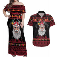 Norway Christmas Couples Matching Off Shoulder Maxi Dress and Hawaiian Shirt Valhalla La La Viking Santa - Wonder Print Shop