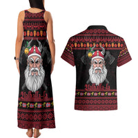 Norway Christmas Couples Matching Tank Maxi Dress and Hawaiian Shirt Valhalla La La Viking Santa - Wonder Print Shop