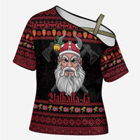 Norway Christmas Cross Shoulder Shirt Valhalla La La Viking Santa - Wonder Print Shop