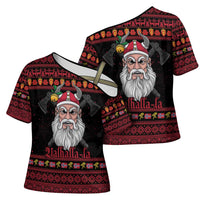 Norway Christmas Cross Shoulder Shirt Valhalla La La Viking Santa - Wonder Print Shop