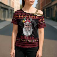 Norway Christmas Cross Shoulder Shirt Valhalla La La Viking Santa - Wonder Print Shop