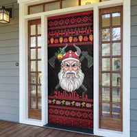 Norway Christmas Door Cover Valhalla La La Viking Santa - Wonder Print Shop