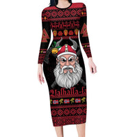 Norway Christmas Family Matching Long Sleeve Bodycon Dress and Hawaiian Shirt Valhalla La La Viking Santa - Wonder Print Shop