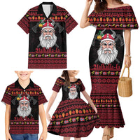 Norway Christmas Family Matching Mermaid Dress and Hawaiian Shirt Valhalla La La Viking Santa - Wonder Print Shop