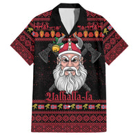 Norway Christmas Family Matching Off The Shoulder Long Sleeve Dress and Hawaiian Shirt Valhalla La La Viking Santa - Wonder Print Shop