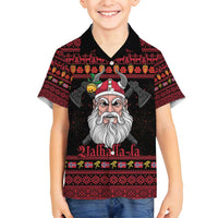 Norway Christmas Family Matching Off Shoulder Maxi Dress and Hawaiian Shirt Valhalla La La Viking Santa - Wonder Print Shop
