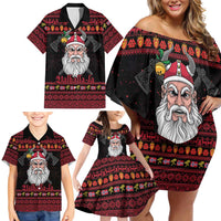 Norway Christmas Family Matching Off Shoulder Short Dress and Hawaiian Shirt Valhalla La La Viking Santa - Wonder Print Shop