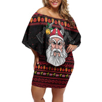 Norway Christmas Family Matching Off Shoulder Short Dress and Hawaiian Shirt Valhalla La La Viking Santa - Wonder Print Shop