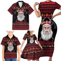 Norway Christmas Family Matching Short Sleeve Bodycon Dress and Hawaiian Shirt Valhalla La La Viking Santa - Wonder Print Shop