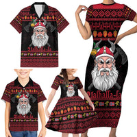 Norway Christmas Family Matching Short Sleeve Bodycon Dress and Hawaiian Shirt Valhalla La La Viking Santa - Wonder Print Shop