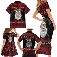 Norway Christmas Family Matching Short Sleeve Bodycon Dress and Hawaiian Shirt Valhalla La La Viking Santa - Wonder Print Shop
