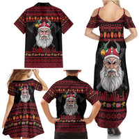 Norway Christmas Family Matching Summer Maxi Dress and Hawaiian Shirt Valhalla La La Viking Santa - Wonder Print Shop