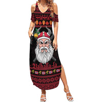 Norway Christmas Family Matching Summer Maxi Dress and Hawaiian Shirt Valhalla La La Viking Santa - Wonder Print Shop
