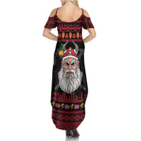Norway Christmas Family Matching Summer Maxi Dress and Hawaiian Shirt Valhalla La La Viking Santa - Wonder Print Shop