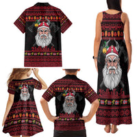 Norway Christmas Family Matching Tank Maxi Dress and Hawaiian Shirt Valhalla La La Viking Santa - Wonder Print Shop
