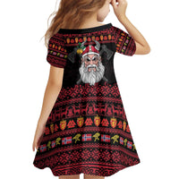 Norway Christmas Kid Short Sleeve Dress Valhalla La La Viking Santa - Wonder Print Shop