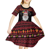 Norway Christmas Kid Short Sleeve Dress Valhalla La La Viking Santa - Wonder Print Shop
