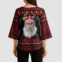 Norway Christmas Kimono Sleeve Blouse Valhalla La La Viking Santa - Wonder Print Shop