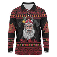 Norway Christmas Long Sleeve Polo Shirt Valhalla La La Viking Santa - Wonder Print Shop