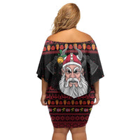 Norway Christmas Off Shoulder Short Dress Valhalla La La Viking Santa - Wonder Print Shop