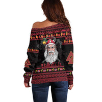Norway Christmas Off Shoulder Sweater Valhalla La La Viking Santa - Wonder Print Shop