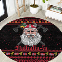 Norway Christmas Round Carpet Valhalla La La Viking Santa - Wonder Print Shop