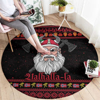 Norway Christmas Round Carpet Valhalla La La Viking Santa - Wonder Print Shop