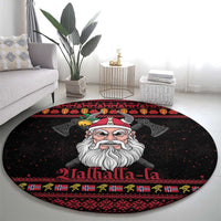 Norway Christmas Round Carpet Valhalla La La Viking Santa - Wonder Print Shop