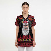Norway Christmas Scrub Top Valhalla La La Viking Santa - Wonder Print Shop