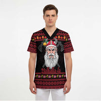 Norway Christmas Scrub Top Valhalla La La Viking Santa - Wonder Print Shop