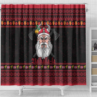 Norway Christmas Shower Curtain Valhalla La La Viking Santa - Wonder Print Shop