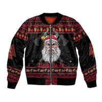 Norway Christmas Sleeve Zip Bomber Jacket Valhalla La La Viking Santa - Wonder Print Shop
