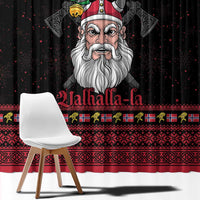 Norway Christmas Window Curtain Valhalla La La Viking Santa - Wonder Print Shop