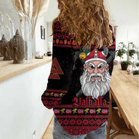 Norway Christmas Women Casual Shirt Valhalla La La Viking Santa - Wonder Print Shop