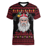 Norway Christmas Women V-Neck T-Shirt Valhalla La La Viking Santa - Wonder Print Shop