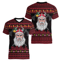 Norway Christmas Women V-Neck T-Shirt Valhalla La La Viking Santa - Wonder Print Shop