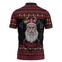 Norway Christmas Zipper Polo Shirt Valhalla La La Viking Santa - Wonder Print Shop