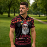 Norway Christmas Zipper Polo Shirt Valhalla La La Viking Santa - Wonder Print Shop
