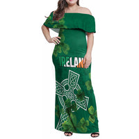 Ireland Cross Celtic Personalized Family Matching Off Shoulder Maxi Dress and Hawaiian Shirt Irish Pride Shamrock - Wonder Print Shop